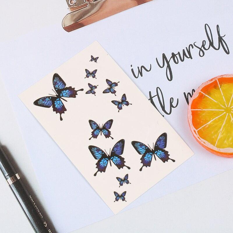 Womens Fashion 3D Butterfly Waterproof Temporary Sticker Tattoo Leg Arm Modern Blue Design For Womens