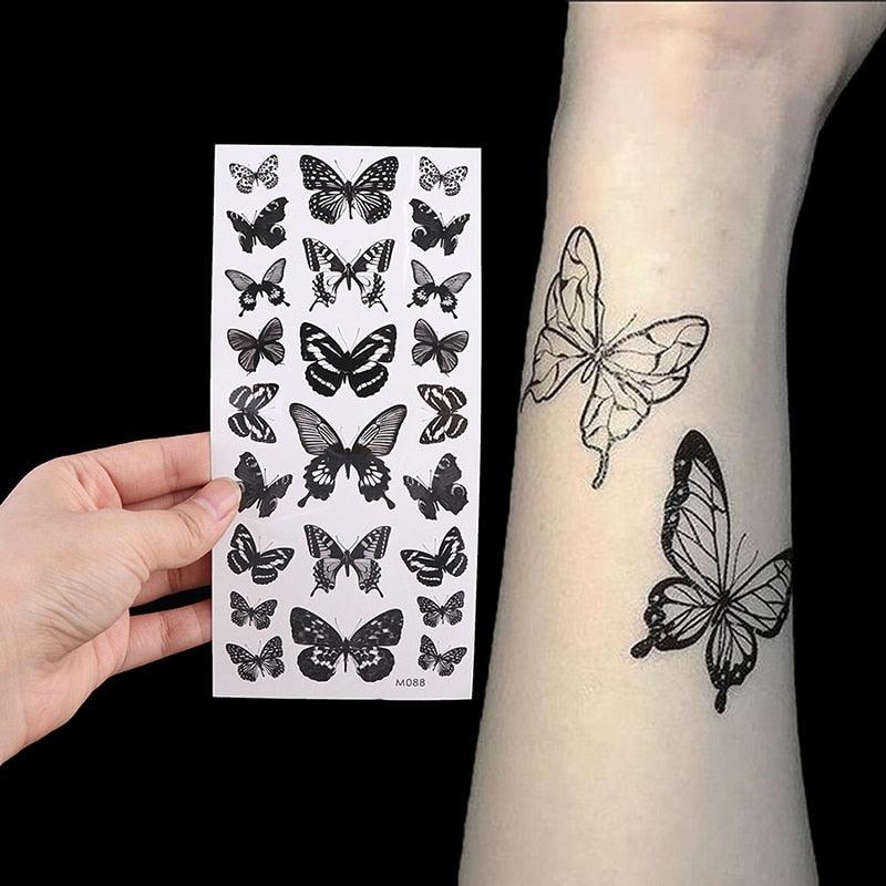 Womens Fashion 3D Butterfly Waterproof Temporary Sticker Tattoo Leg Arm Modern Blue Design For Womens