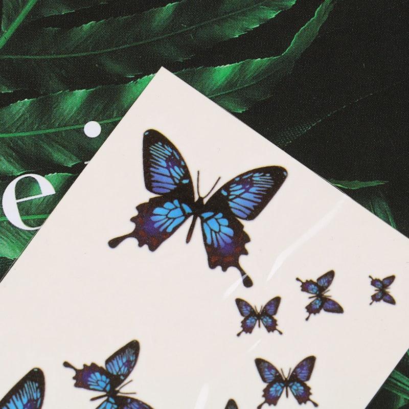 Womens Fashion 3D Butterfly Waterproof Temporary Sticker Tattoo Leg Arm Modern Blue Design For Womens