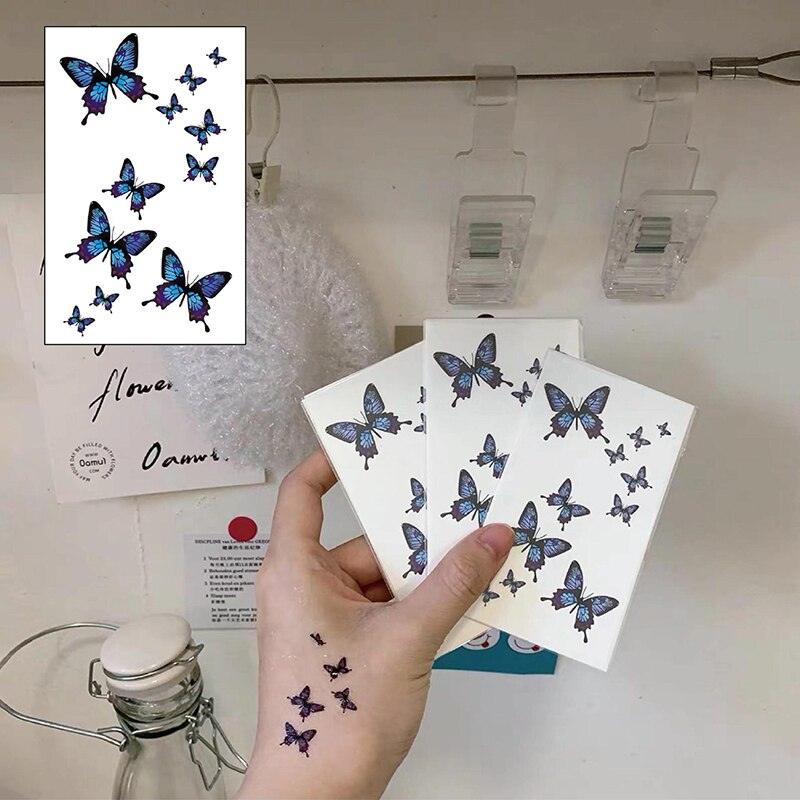 Womens Fashion 3D Butterfly Waterproof Temporary Sticker Tattoo Leg Arm Modern Blue Design For Womens