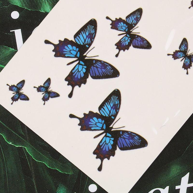 Womens Fashion 3D Butterfly Waterproof Temporary Sticker Tattoo Leg Arm Modern Blue Design For Womens