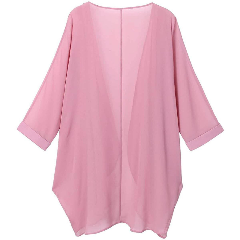 Women's Floral Print Sheer Chiffon Loose Kimono Cardigan Capes