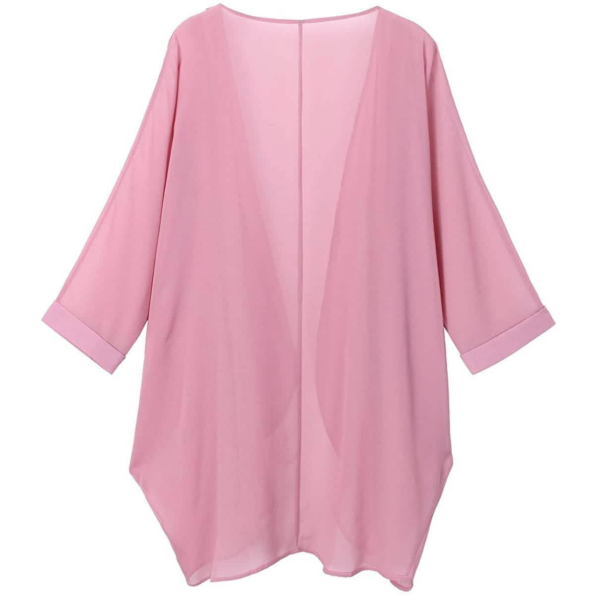 Women's Floral Print Sheer Chiffon Loose Kimono Cardigan Capes