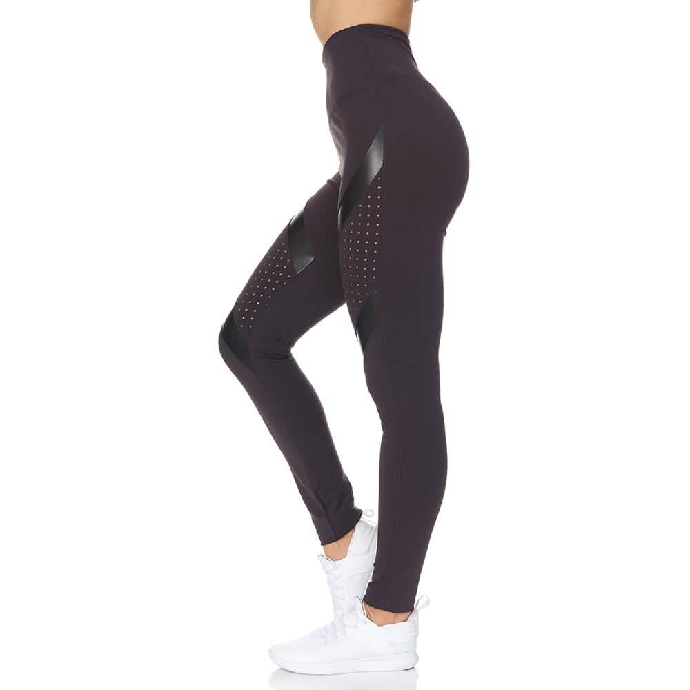 Women's High Waist Active Full Length Leggings With Lazer Cut Mesh