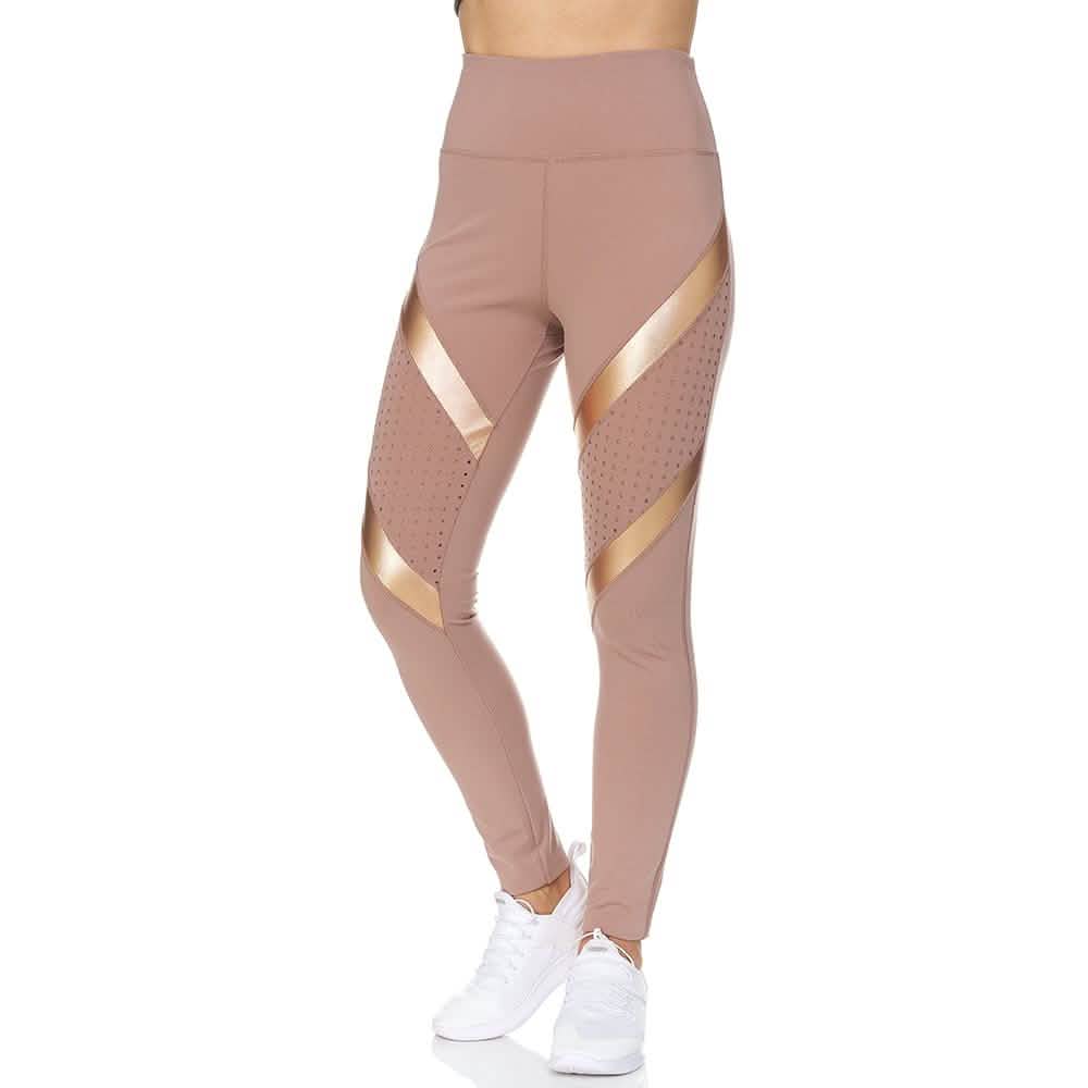 Women's High Waist Active Full Length Leggings With Lazer Cut Mesh