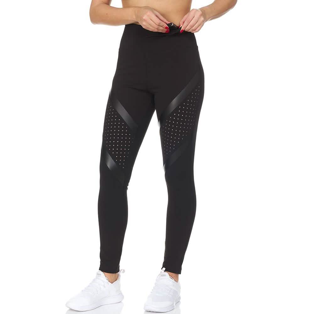 Women's High Waist Active Full Length Leggings With Lazer Cut Mesh