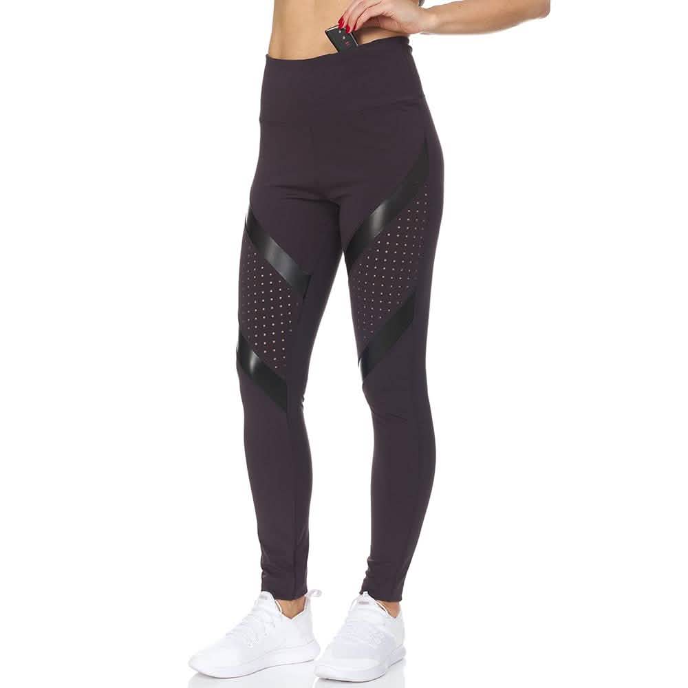 Women's High Waist Active Full Length Leggings With Lazer Cut Mesh