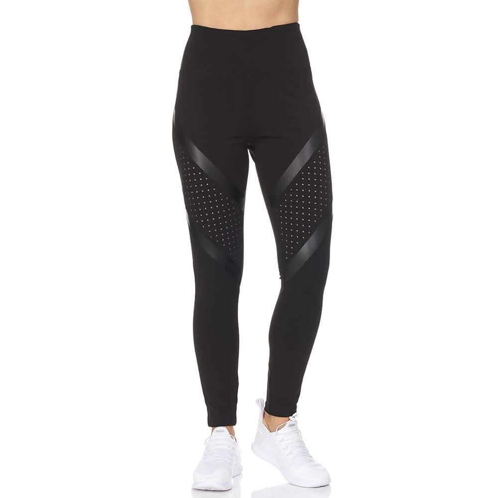 Women's High Waist Active Full Length Leggings With Lazer Cut Mesh