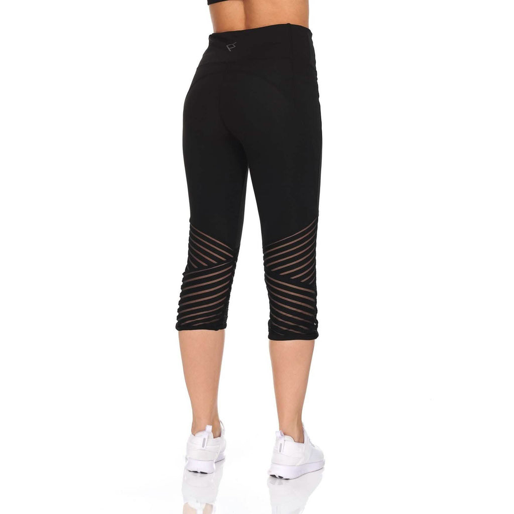 Women's High Waist Active Leggings With Motto Mesh Detail