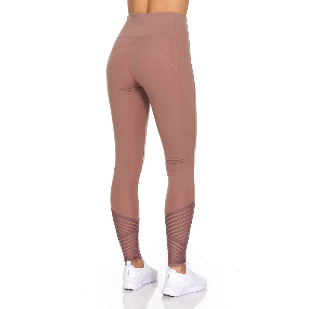 Women's High Waist Active Leggings With Motto Mesh Detail