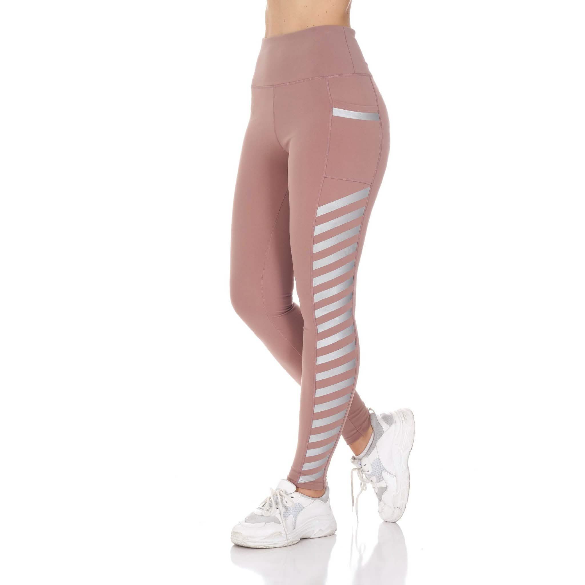 Women's High Waist Active Leggings with Pocket and Foil Detail