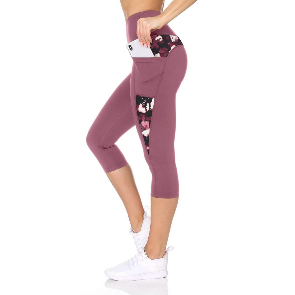 Women's High Waist Capri With Floral Print & Pockets
