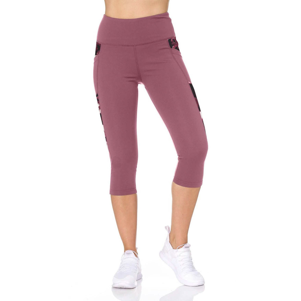 Women's High Waist Capri With Floral Print & Pockets