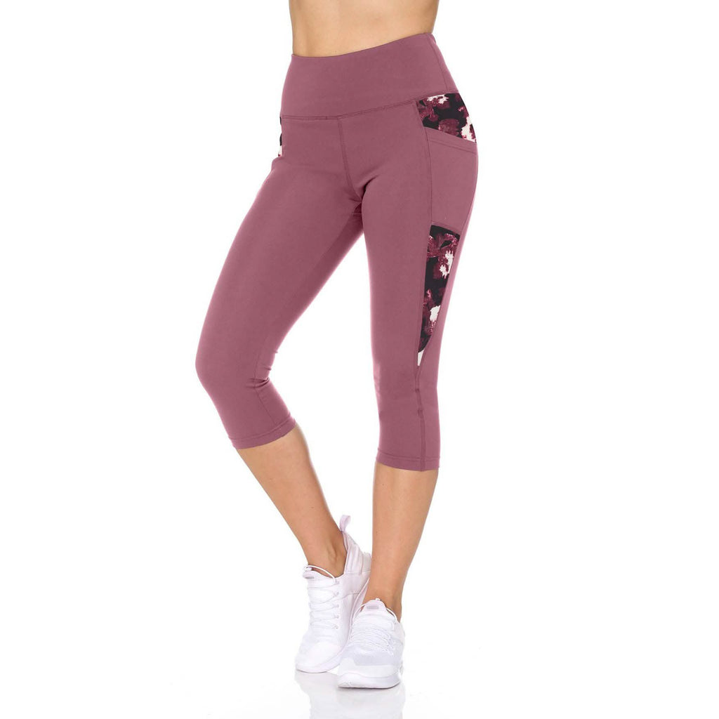 Women's High Waist Capri With Floral Print & Pockets