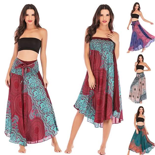 Women's High Waist Yoga Skirt Gypsy Dress