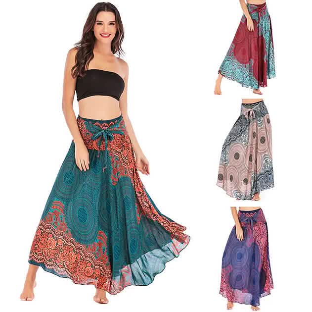 Women's High Waist Yoga Skirt Gypsy Dress