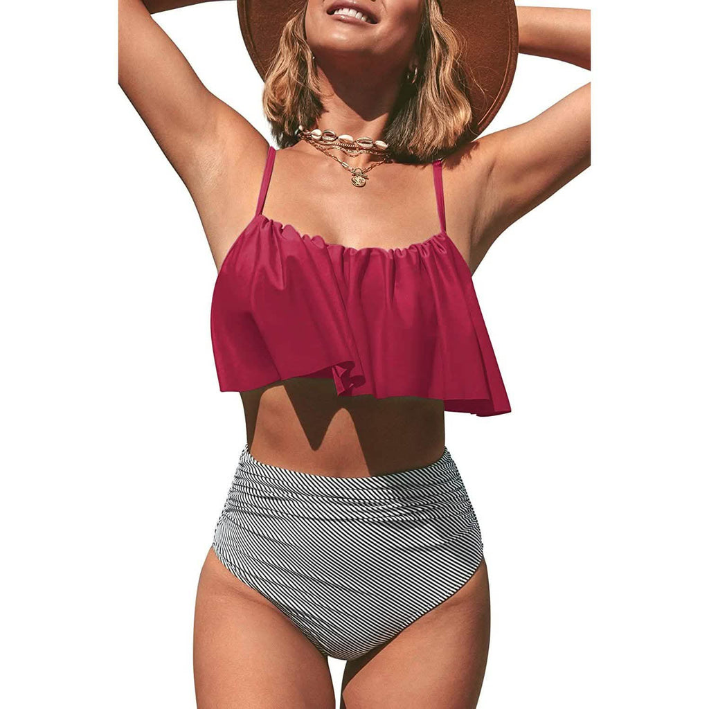 Women's High Waisted Falbala Bikini Set