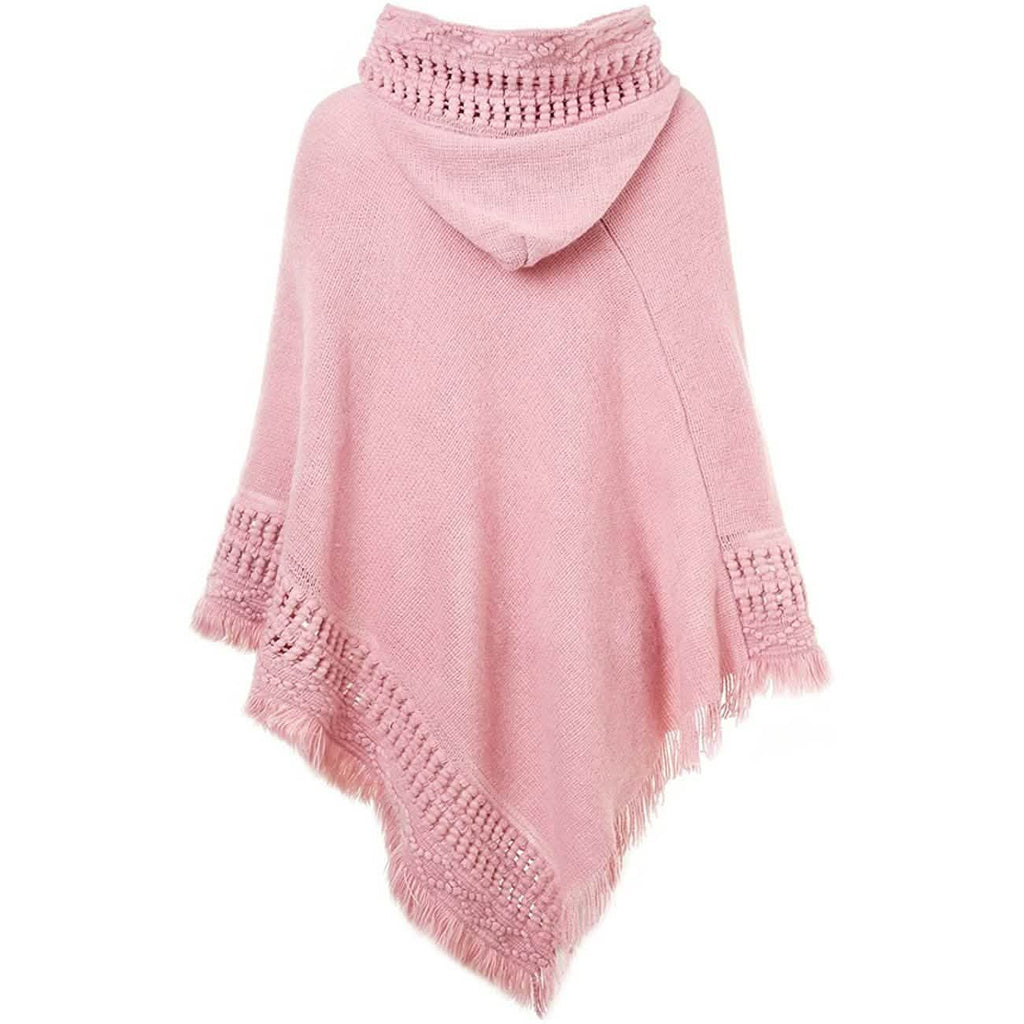 Womens Hooded Cape with Fringed Hem, Crochet Poncho Knitting Patterns
