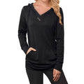 Women's Hoodie Sweatshirt Plain Lace Up Front Pocket