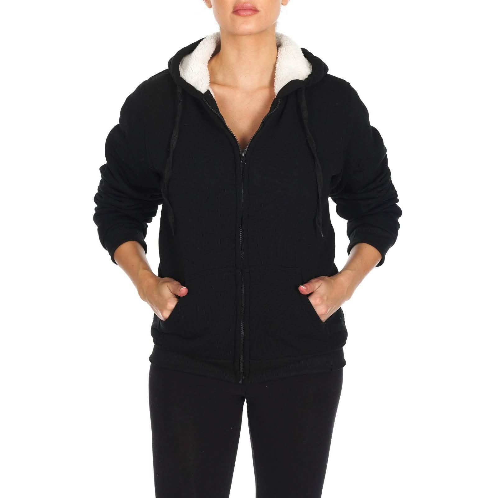 Women's Inner and Outer Sherpa Hoodie Sweatshirt Jacket