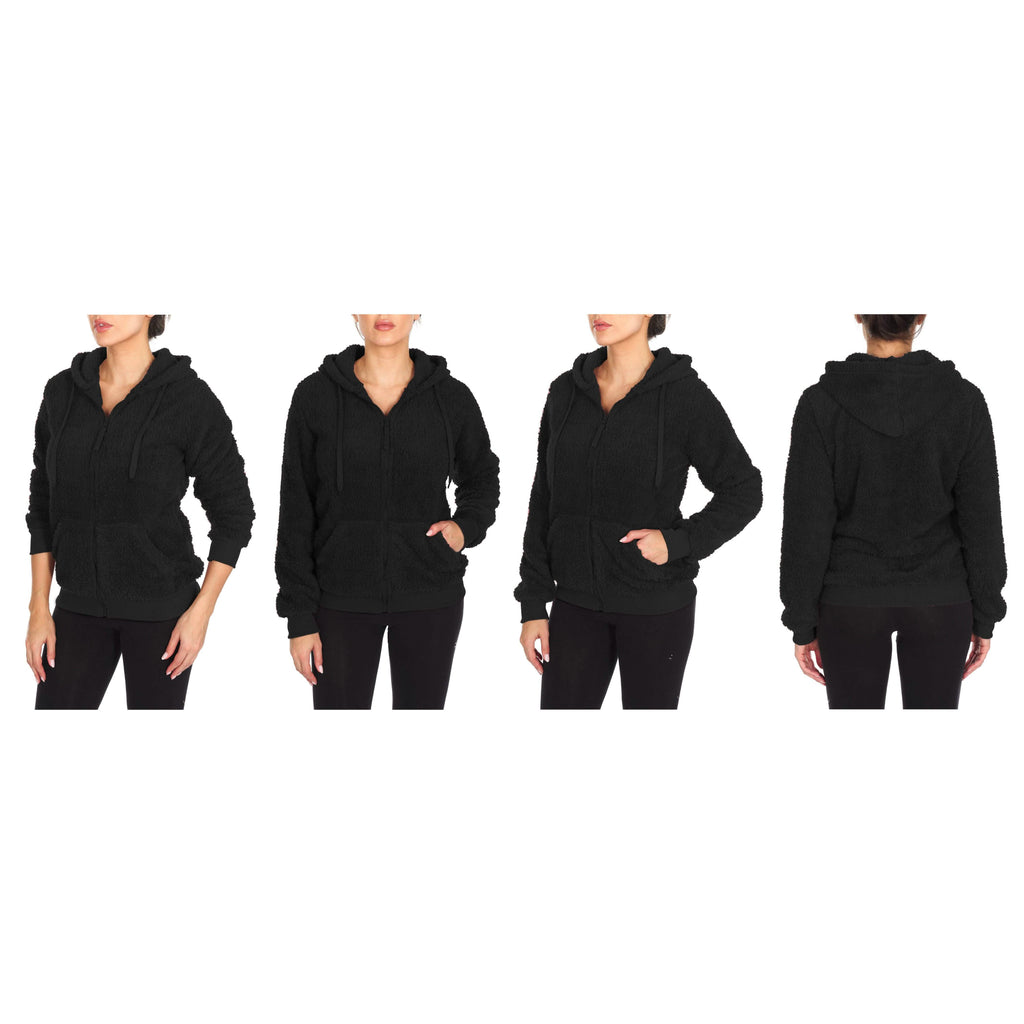 Women's Inner and Outer Sherpa Hoodie Sweatshirt Jacket