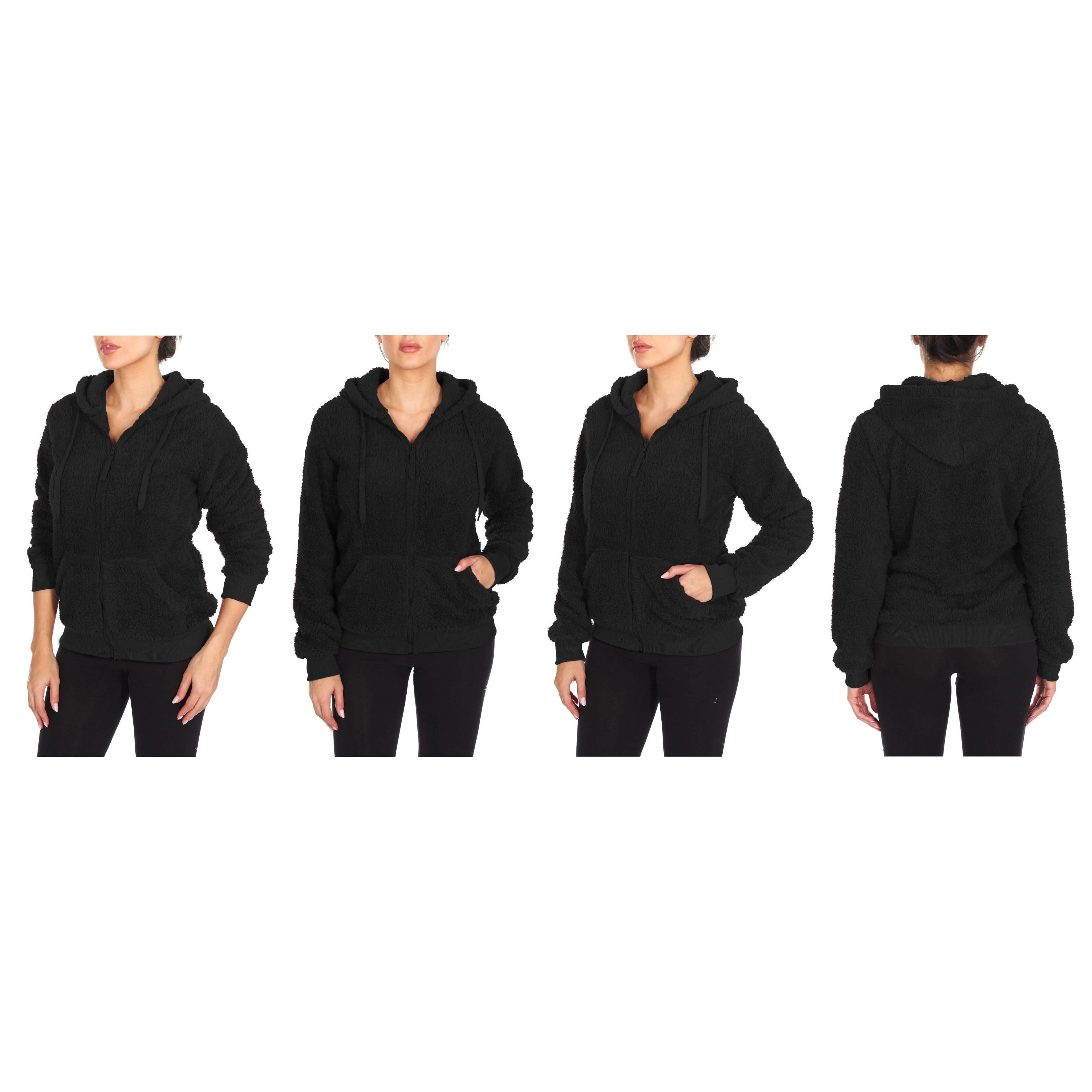 Women's Inner and Outer Sherpa Hoodie Sweatshirt Jacket