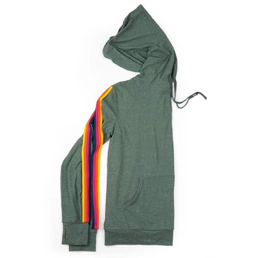 Women's Lightweight Accent Stripes Sweat Shirt Varsity Hoodie