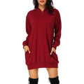 Women's Long Sleeve Hooded Pockets Pullover Hoodie Dress Tunic Sweatshirt