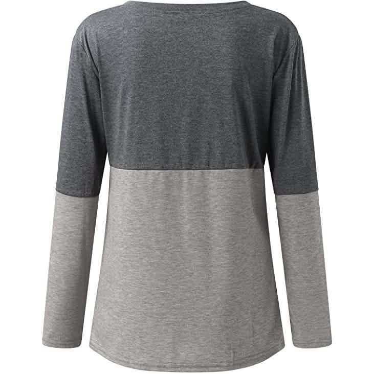 Women's Long Sleeve V Neck Loose Basic Shirt