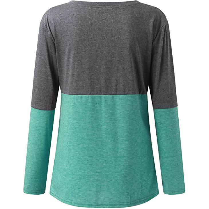 Women's Long Sleeve V Neck Loose Basic Shirt