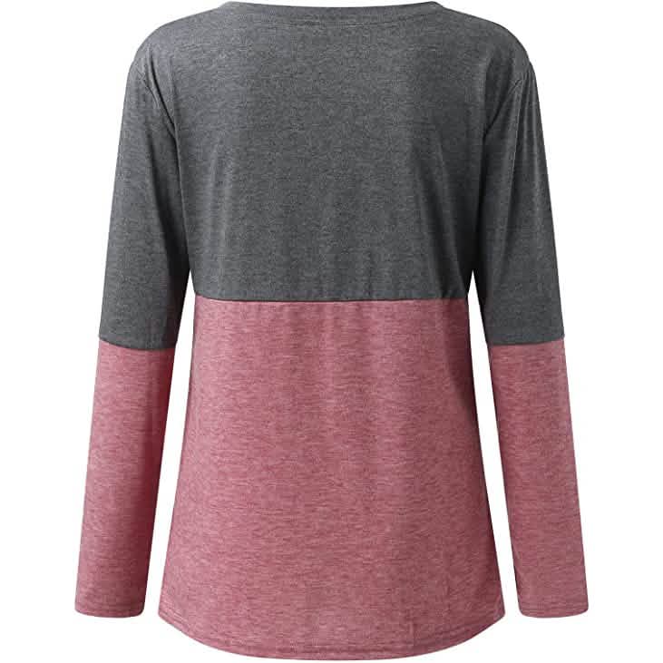 Women's Long Sleeve V Neck Loose Basic Shirt