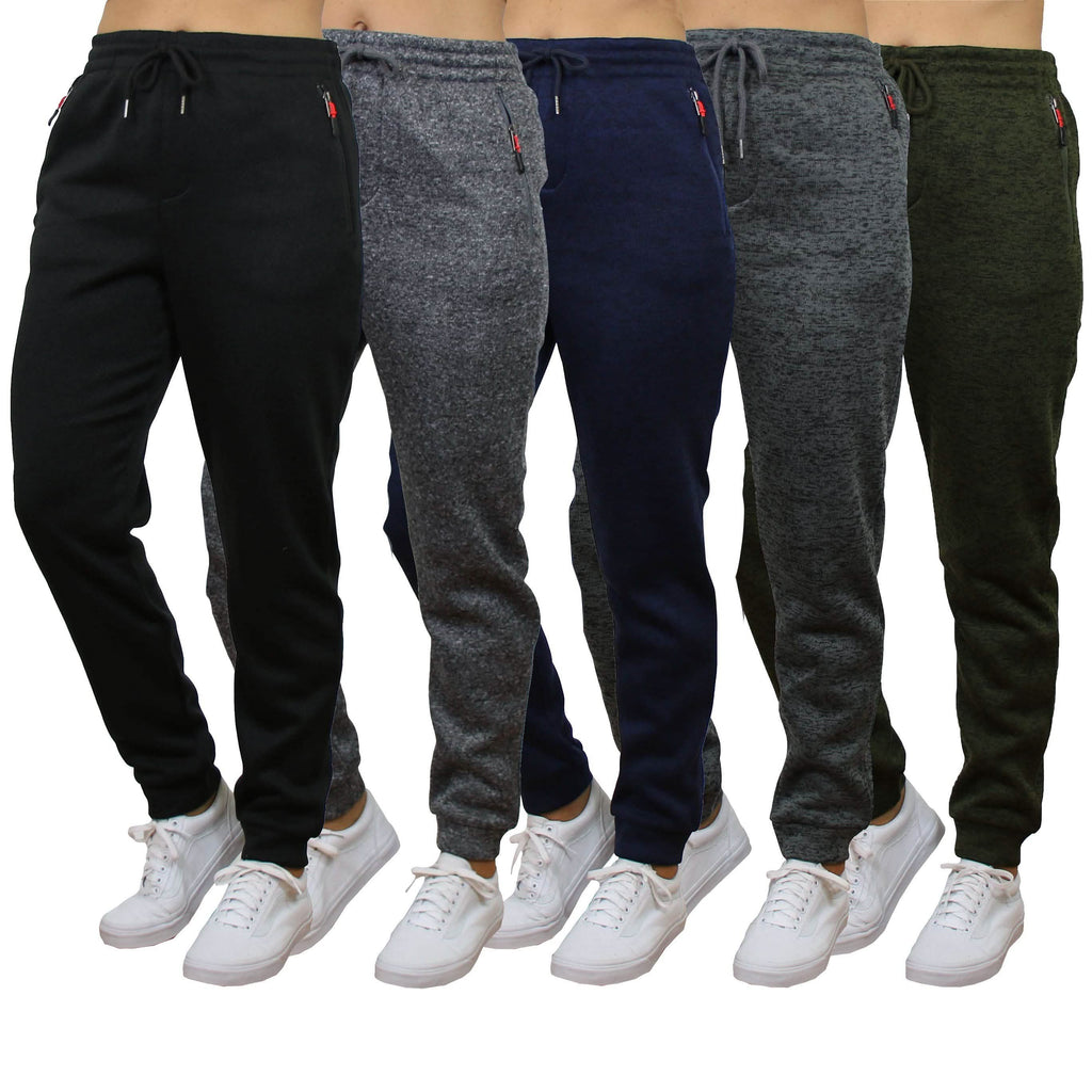 Women's Loose-Fit Marled Fleece Jogger Sweatpants With Zipper Pockets