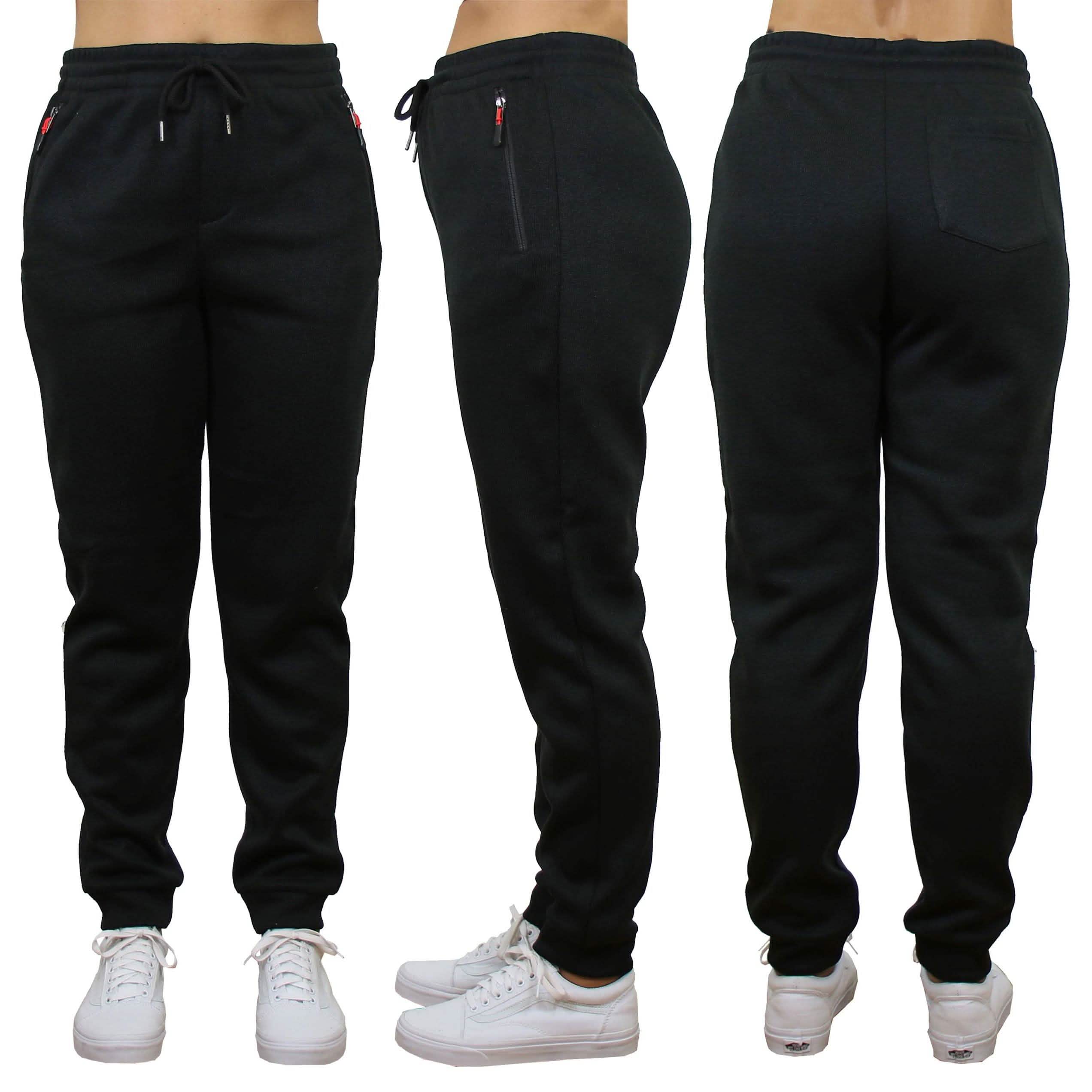 Women's Loose-Fit Marled Fleece Jogger Sweatpants With Zipper Pockets