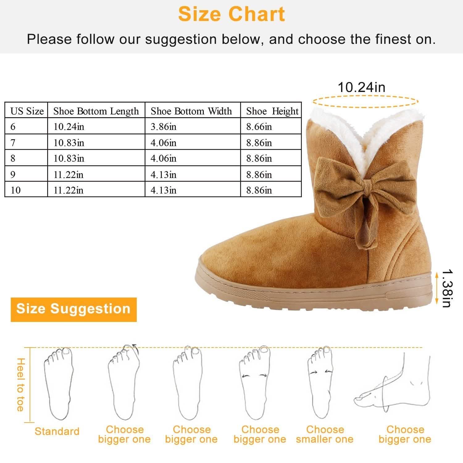 Womens Mid-Calf Winter Shoes with Anti Slip Rubber Base Bowknot