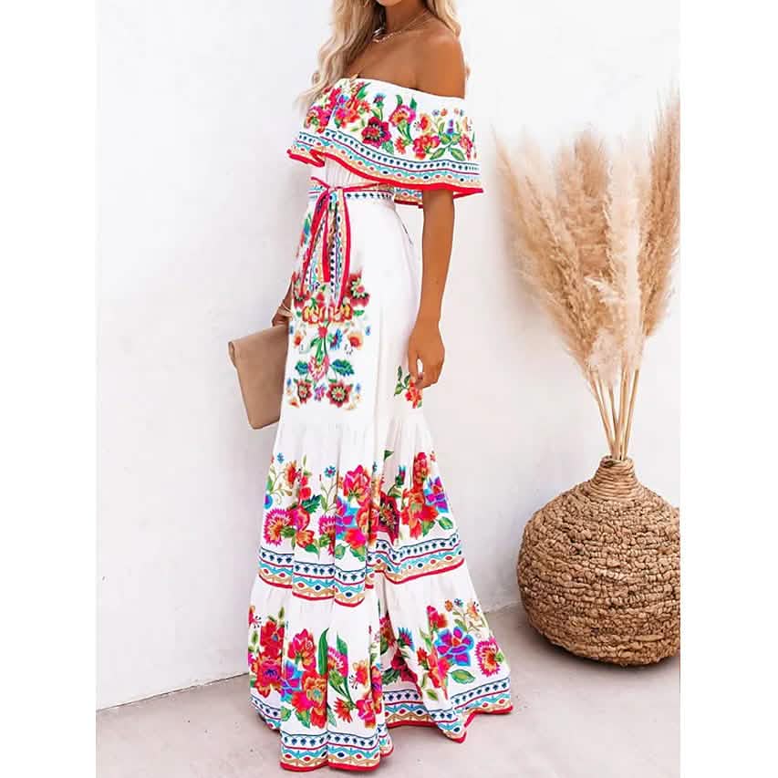 Women's Off Shoulder Print Dress