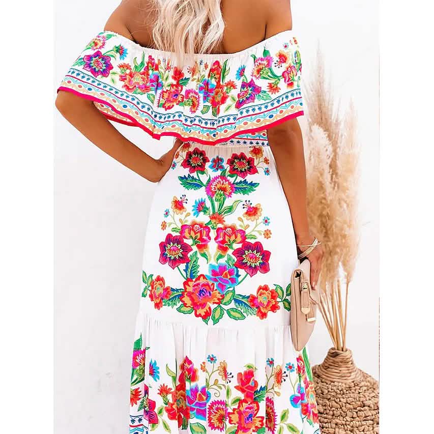 Women's Off Shoulder Print Dress