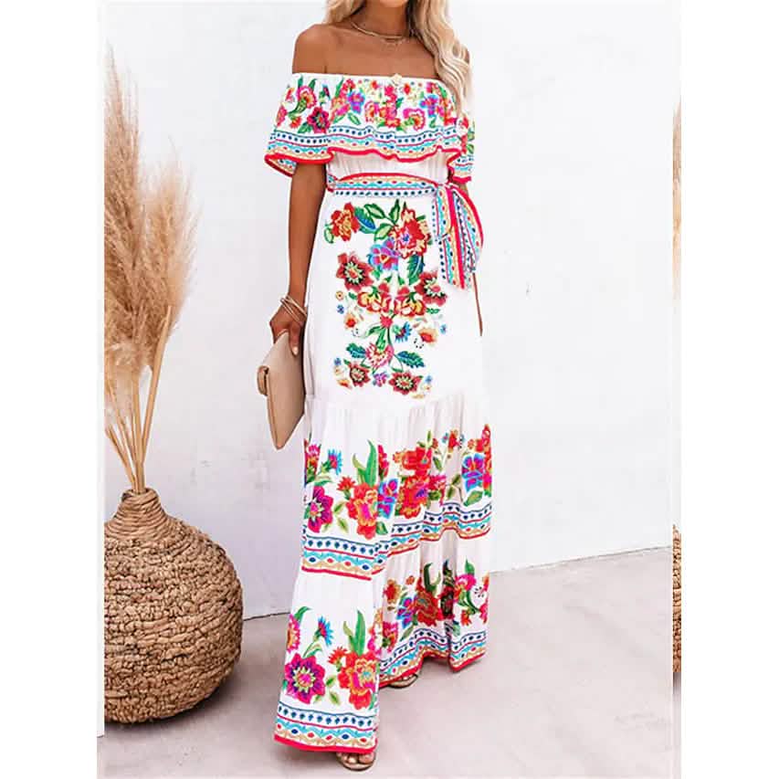 Women's Off Shoulder Print Dress