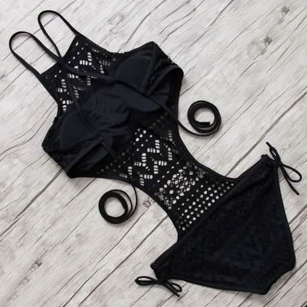 Women's One-Piece Bikini Solid Crochet Swimsuit