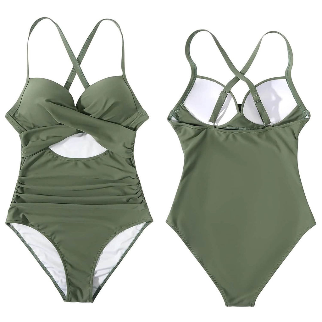 Women's One Piece High Waist Swimwear Tummy Control Cutout