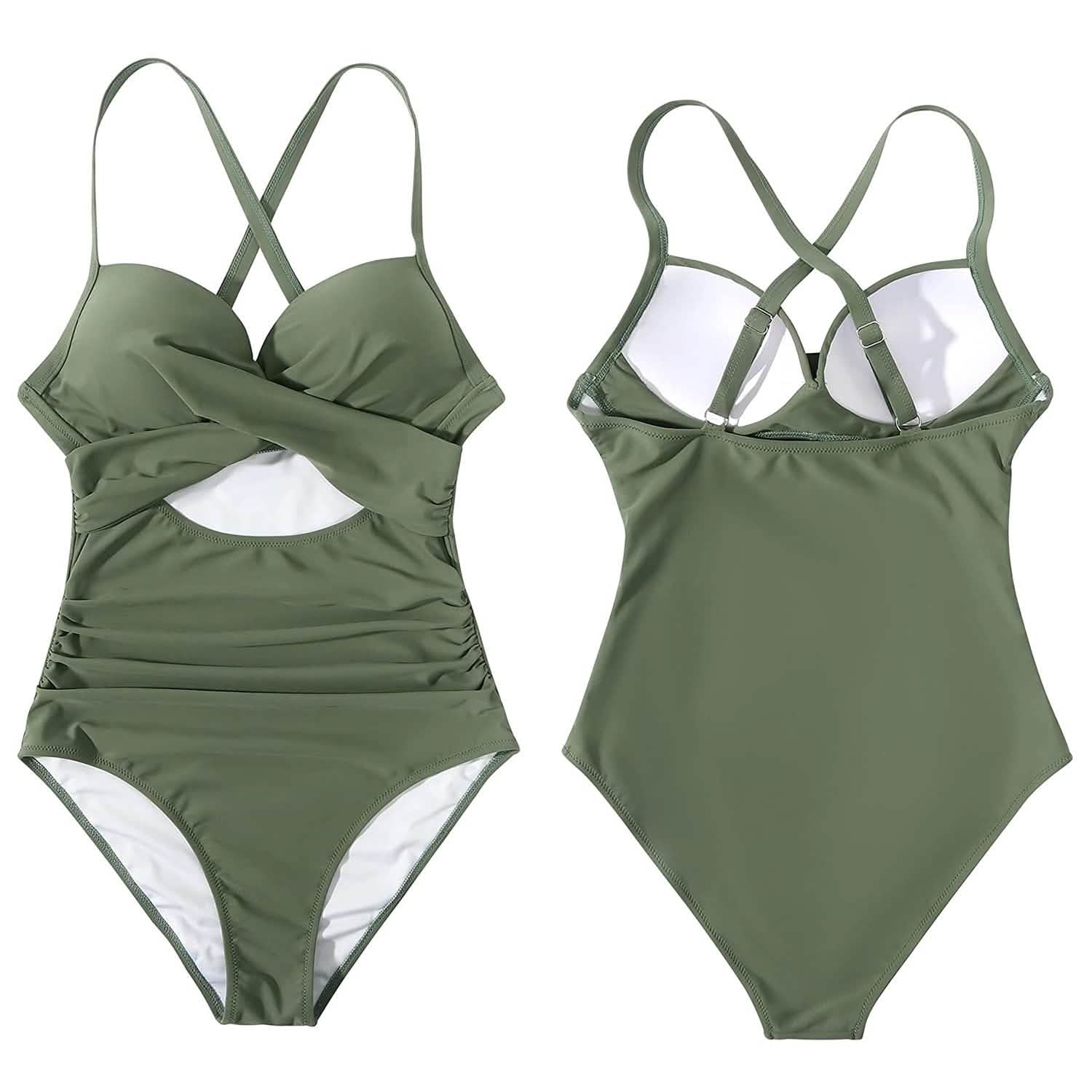 Women's One Piece High Waist Swimwear Tummy Control Cutout