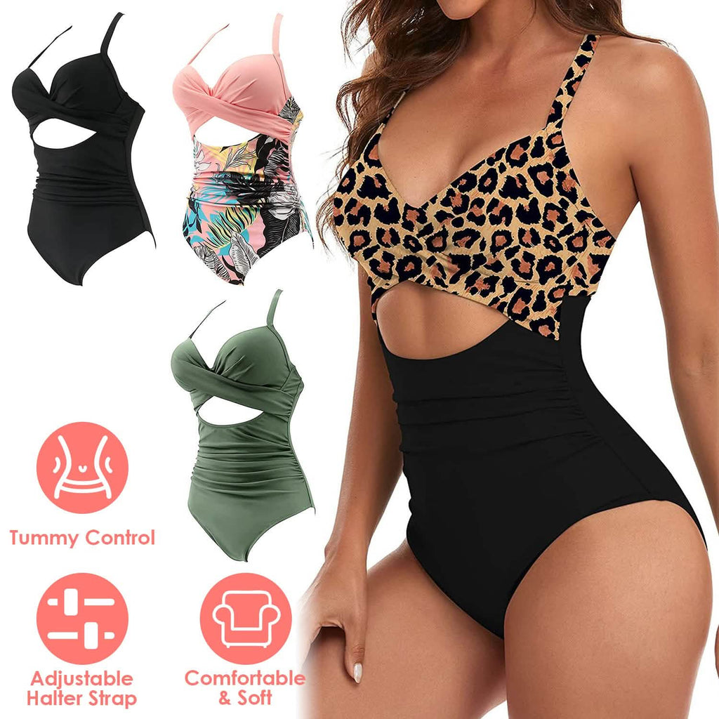 Women's One Piece High Waist Swimwear Tummy Control Cutout