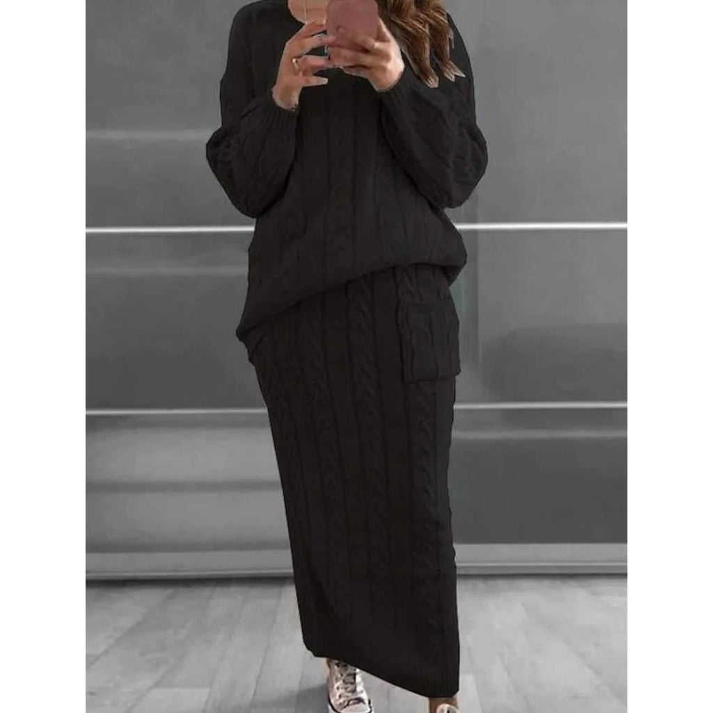 Women's Pocket Knitted Patchwork Solid Casual Long Sleeve Loose Sweater