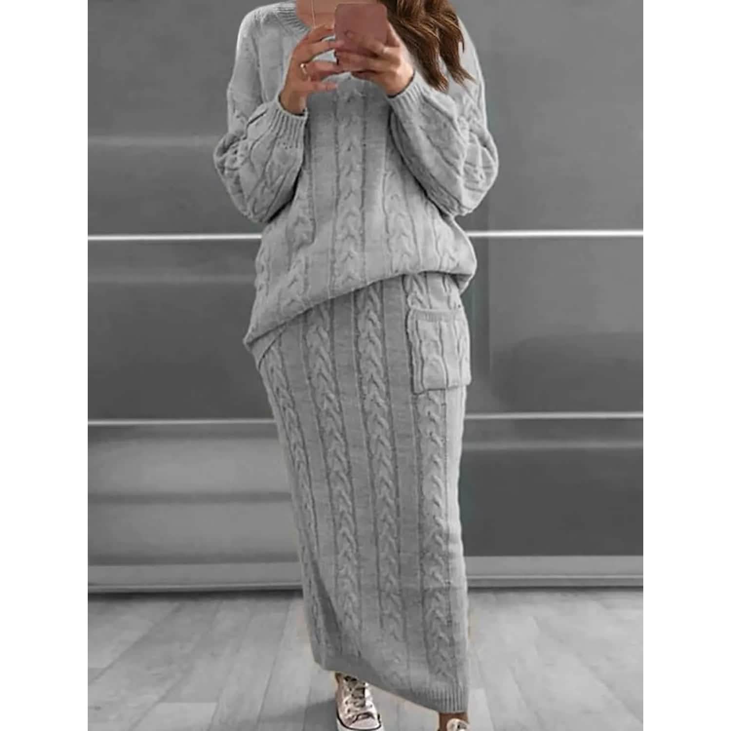 Women's Pocket Knitted Patchwork Solid Casual Long Sleeve Loose Sweater