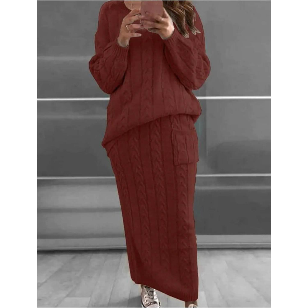 Women's Pocket Knitted Patchwork Solid Casual Long Sleeve Loose Sweater