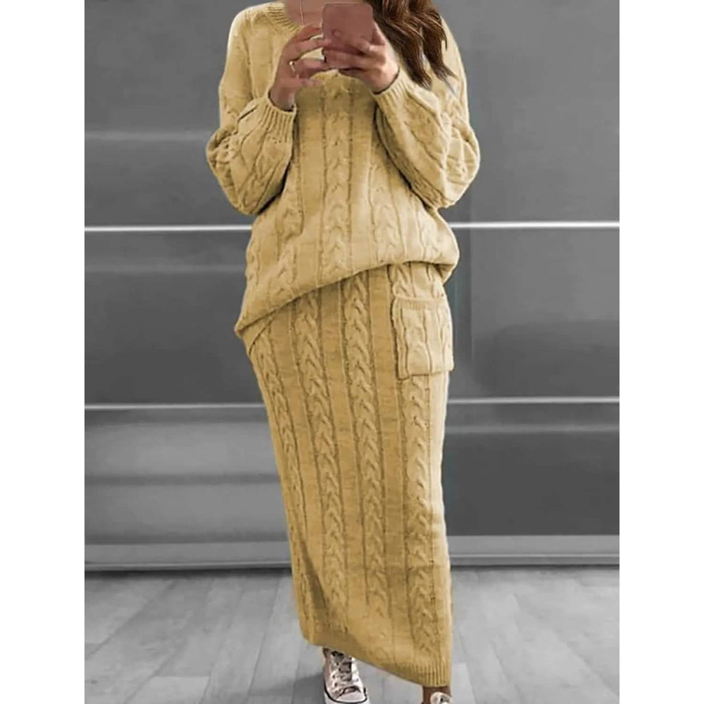 Women's Pocket Knitted Patchwork Solid Casual Long Sleeve Loose Sweater