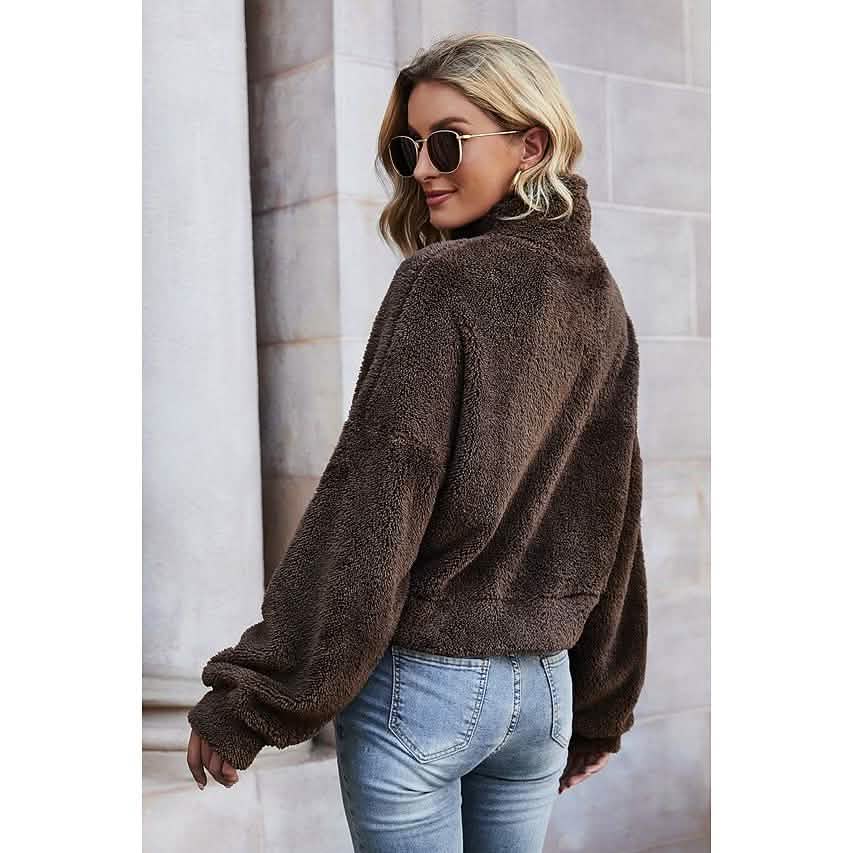 Women's Pullover Plain Quarter Zip Sweatshirt