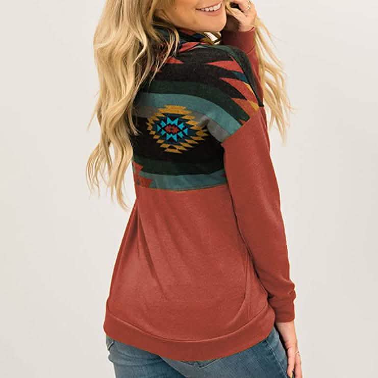 Women's Quarter Zip Color Block Pullover Sweatshirt