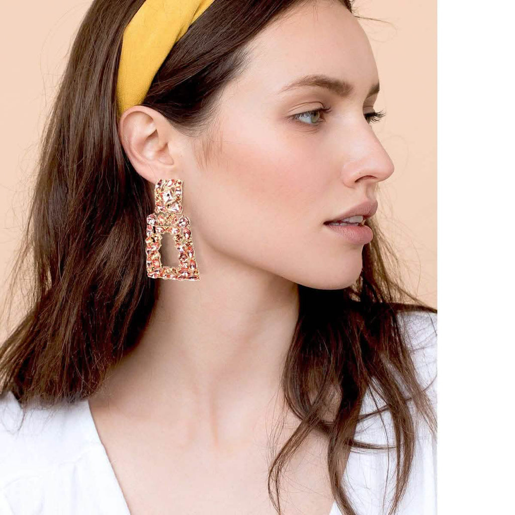 Women's Rhinestone Rectangle Drop Earrings