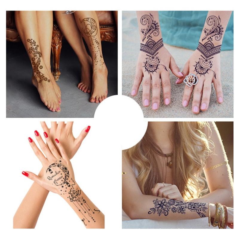 Womens Rose Tattoo Temporary Waterproof Body Tattoos Luxury Flower Design Modern Sticker