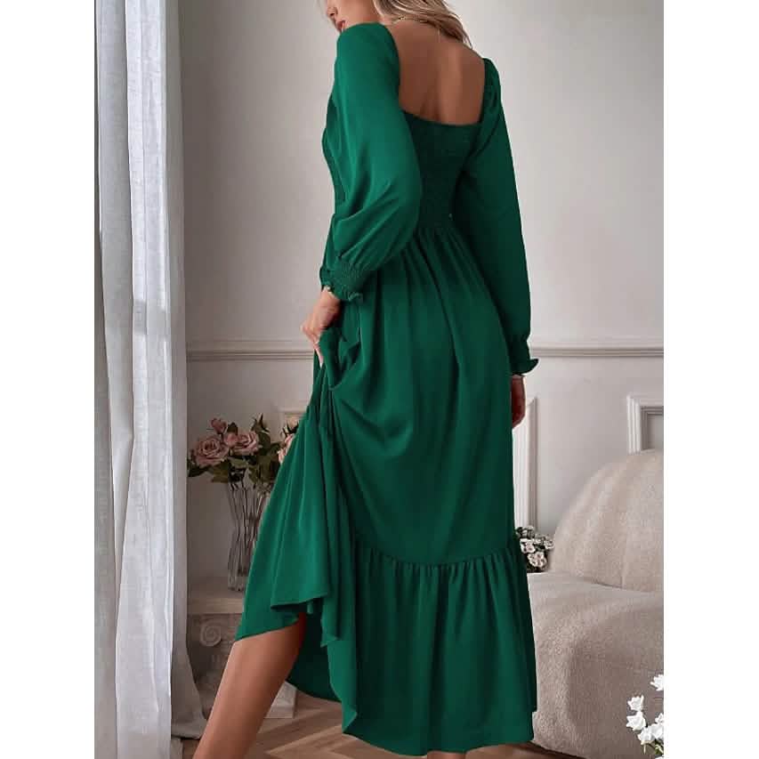 Women's Ruffle Autumn Winter Swing Midi Dress